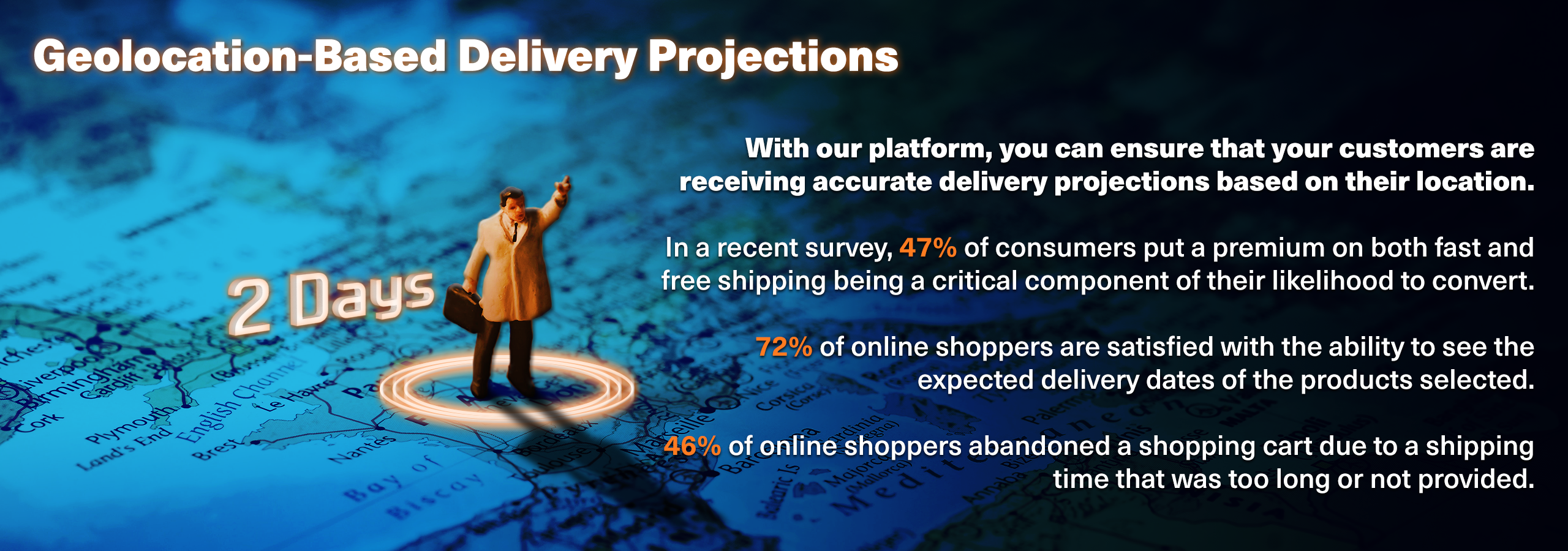 With our platform, you can ensure that your customers are receiving accurate delivery projections based on their location.